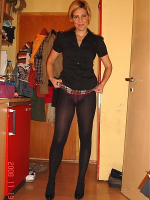 Lucky guys catches their wives in pantyhose on the camera